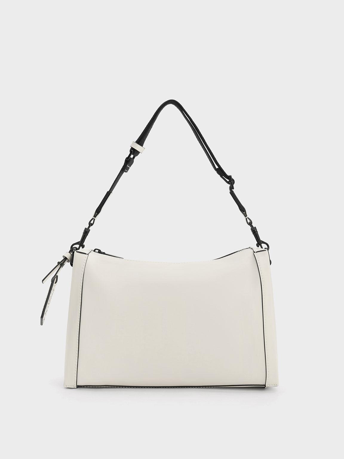 Túi Charles Keith Đeo Vai Phom Chữ Nhật Cordele Slouchy Kem