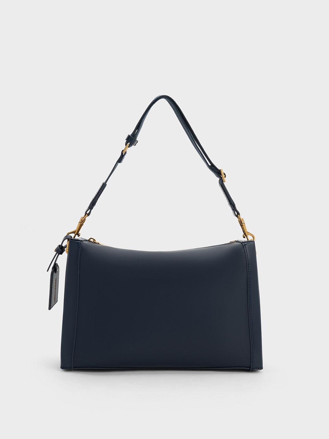 Túi Charles Keith Đeo Vai Phom Chữ Nhật Cordele Slouchy Xanh Navy