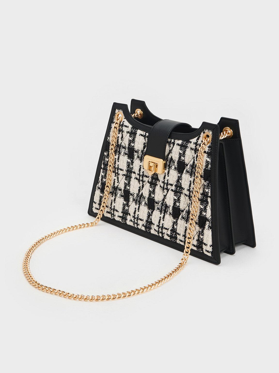 Túi Charles Keith Đeo Vai Hình Thang Cressida Tweed Trapeze Nhiều Màu