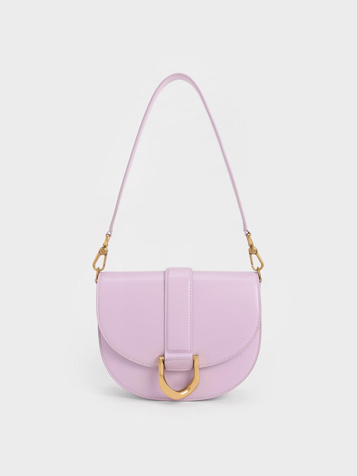 Túi Charles Keith Đeo Vai Gabine Xám Hoa Lilac