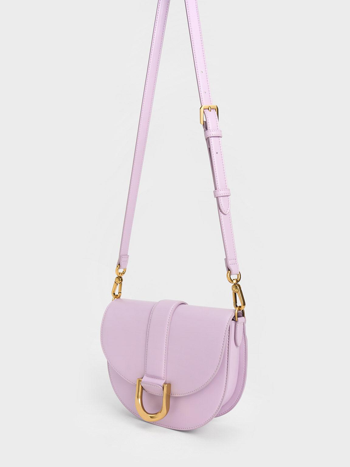 Túi Charles Keith Đeo Vai Gabine Xám Hoa Lilac