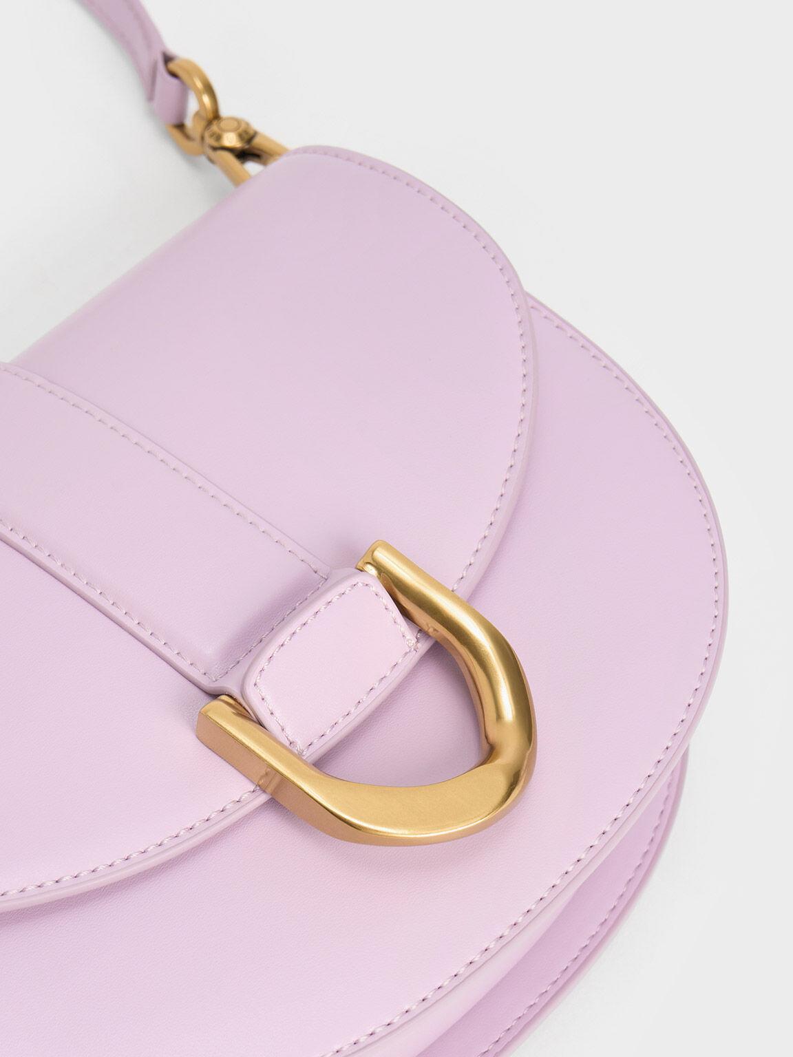 Túi Charles Keith Đeo Vai Gabine Xám Hoa Lilac