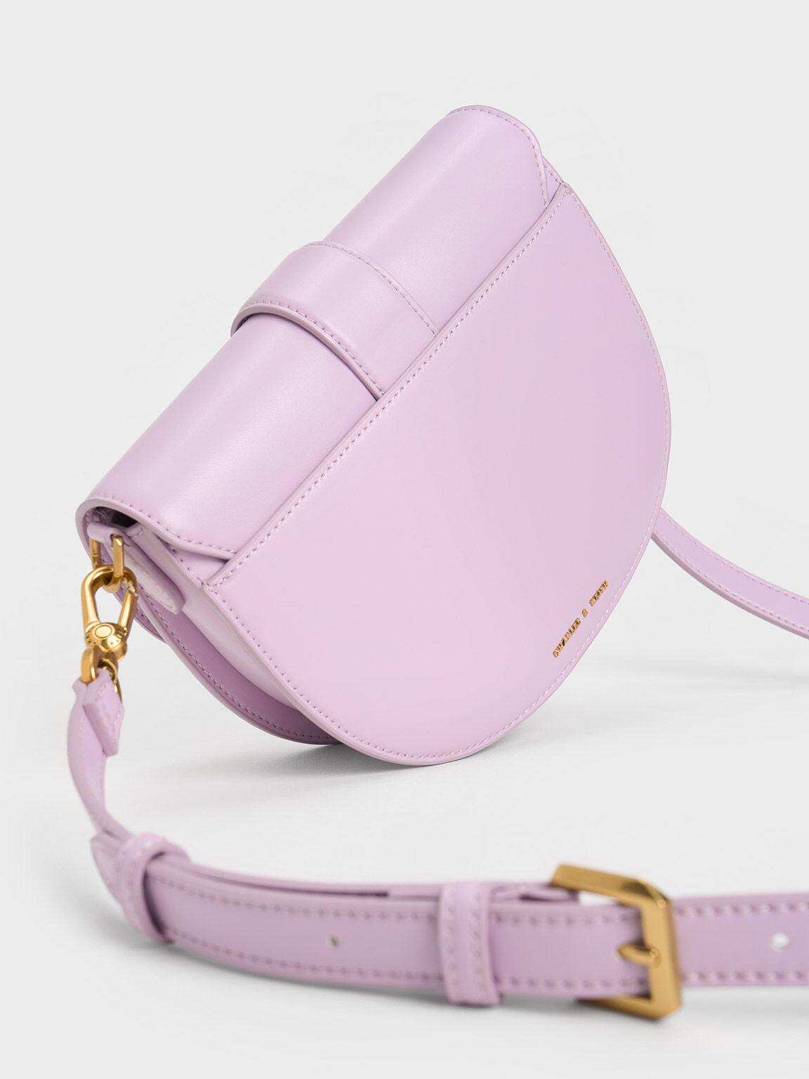 Túi Charles Keith Đeo Vai Gabine Xám Hoa Lilac