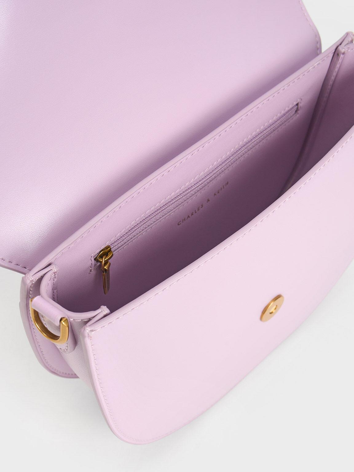 Túi Charles Keith Đeo Vai Gabine Xám Hoa Lilac