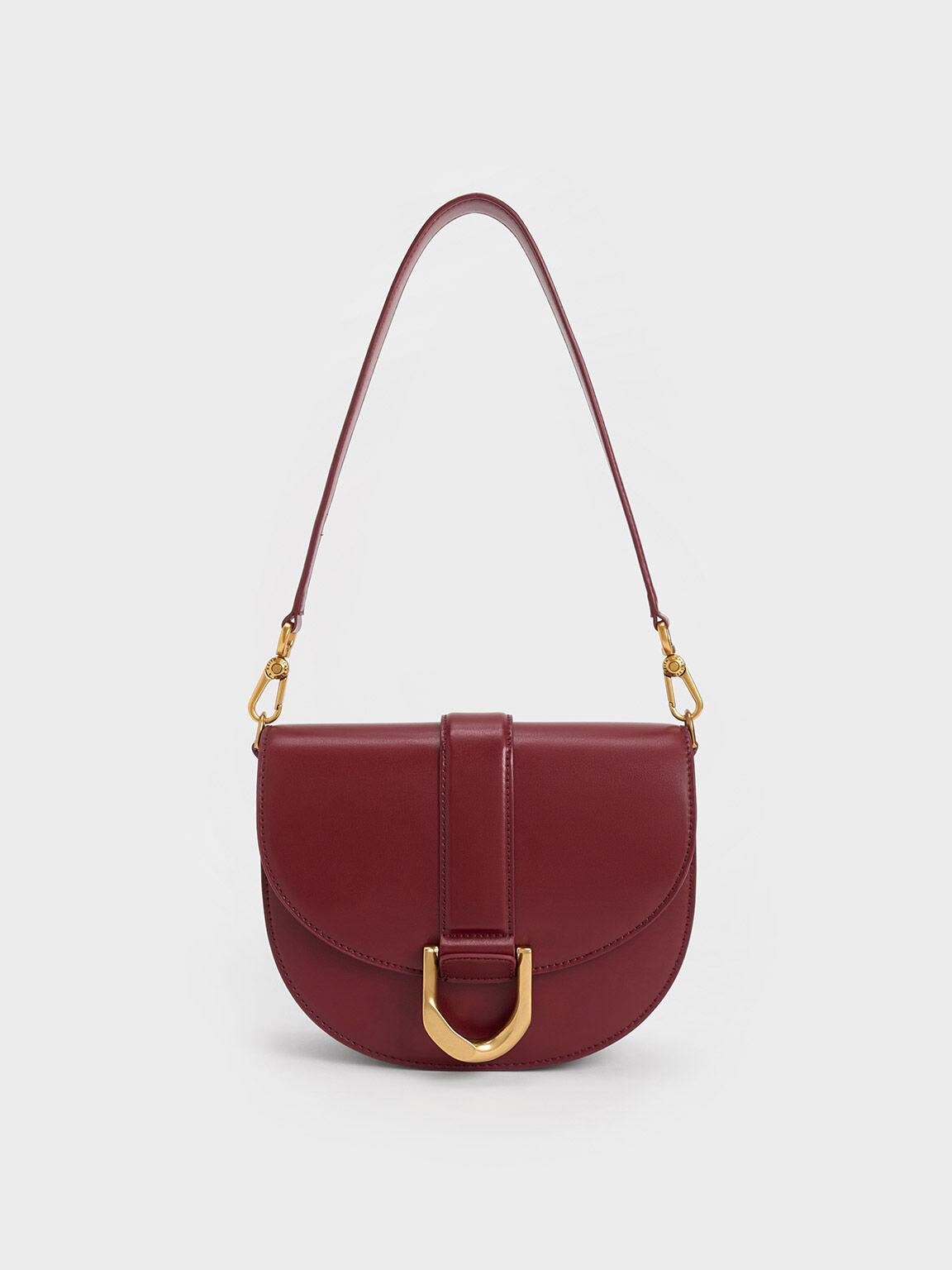 Túi Charles Keith Đeo Vai Gabine Hồng Burgundy