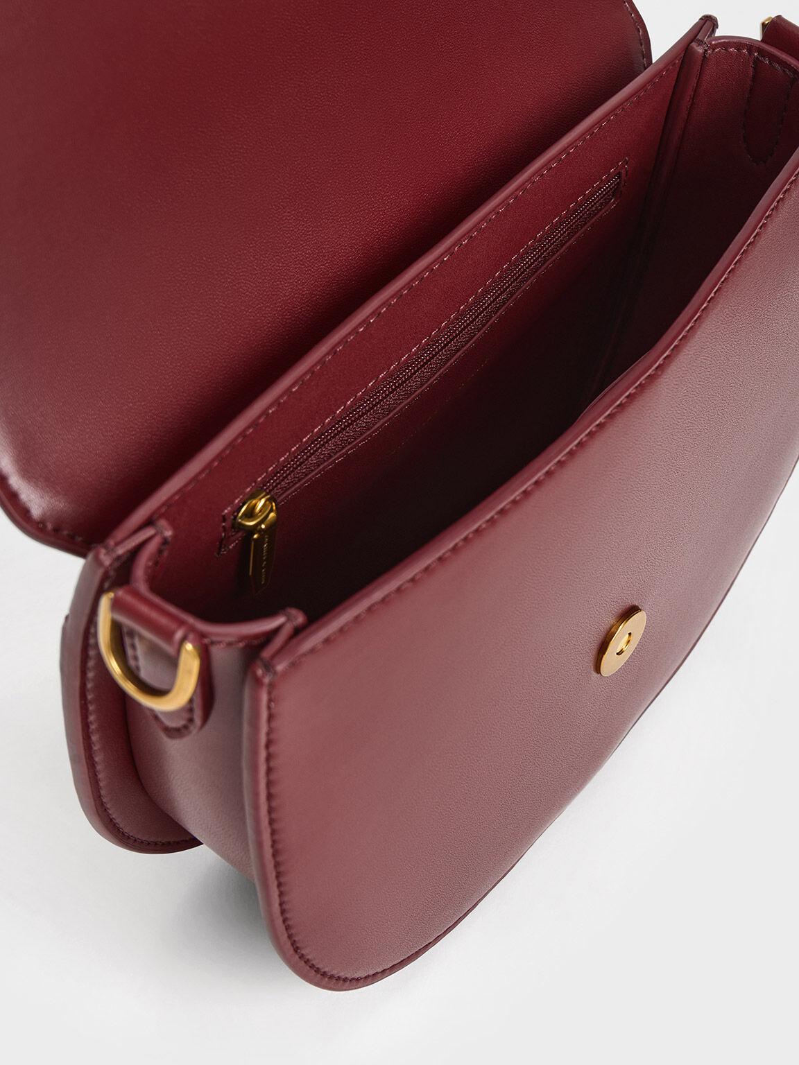 Túi Charles Keith Đeo Vai Gabine Hồng Burgundy