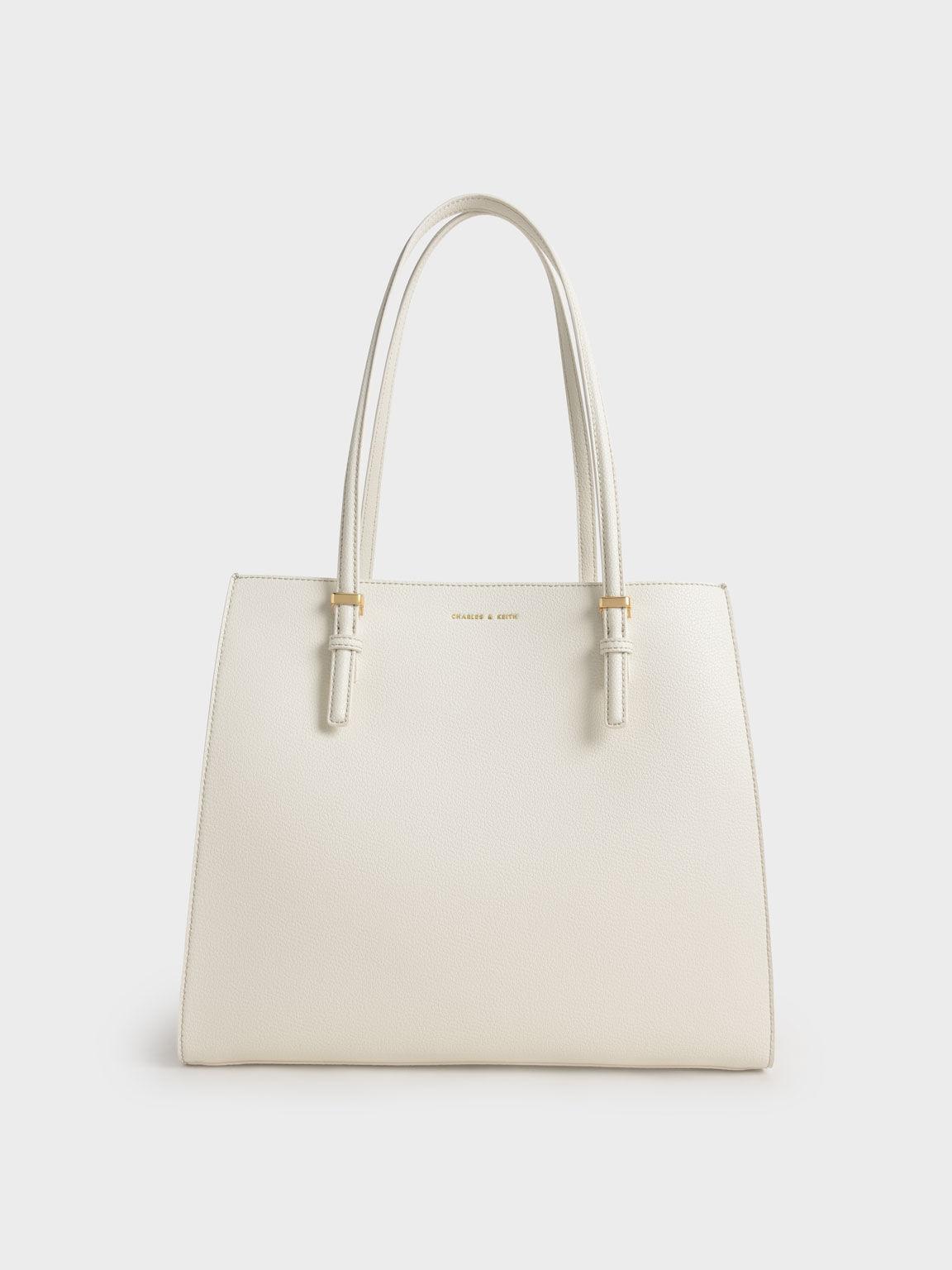 Túi Charles Keith Tote Hình Thang Sansa Kem