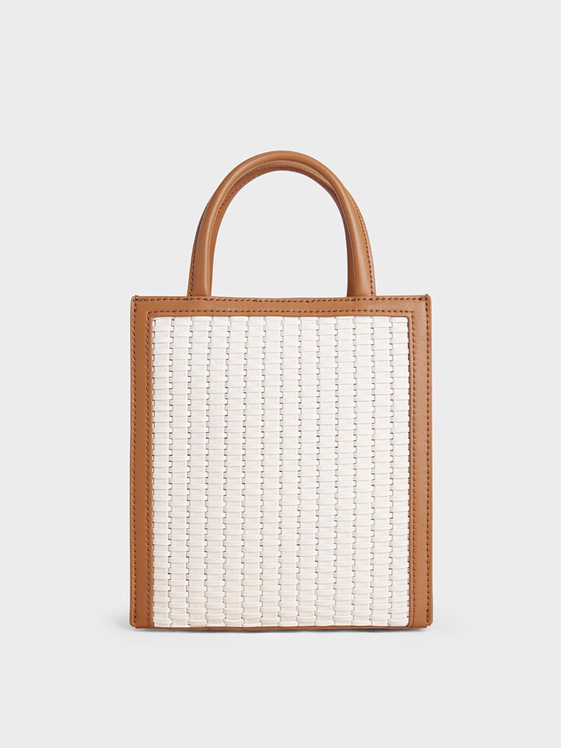 Túi Charles Keith Tote Woven Double Handle Chocolate