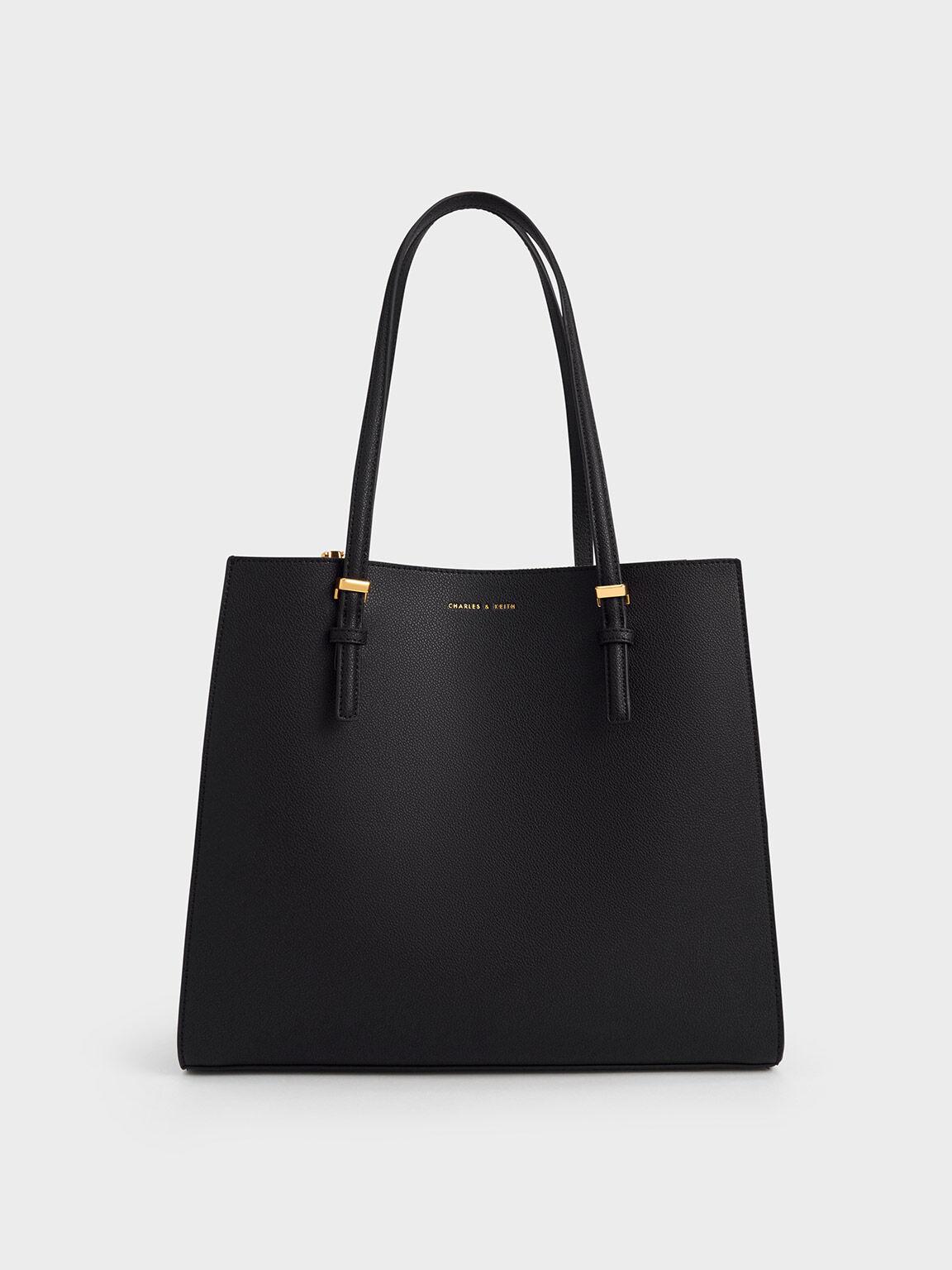 Túi Charles Keith Tote Double Handle Đen