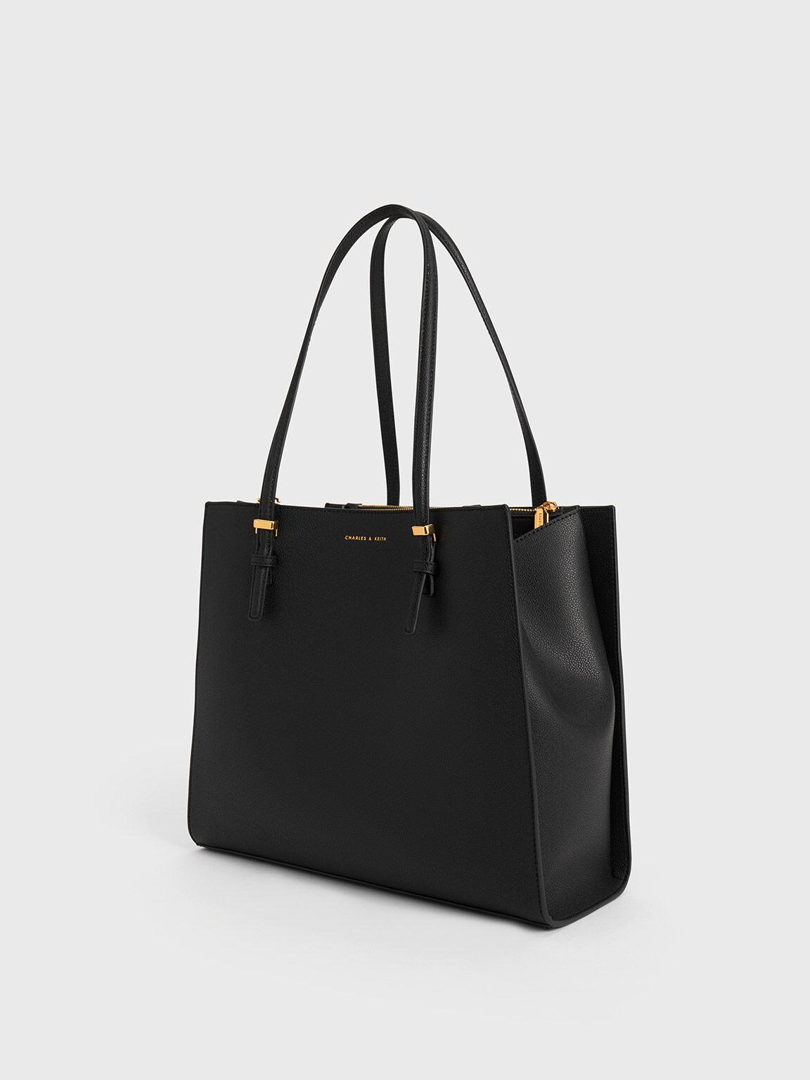 Túi Charles Keith Tote Double Handle Đen