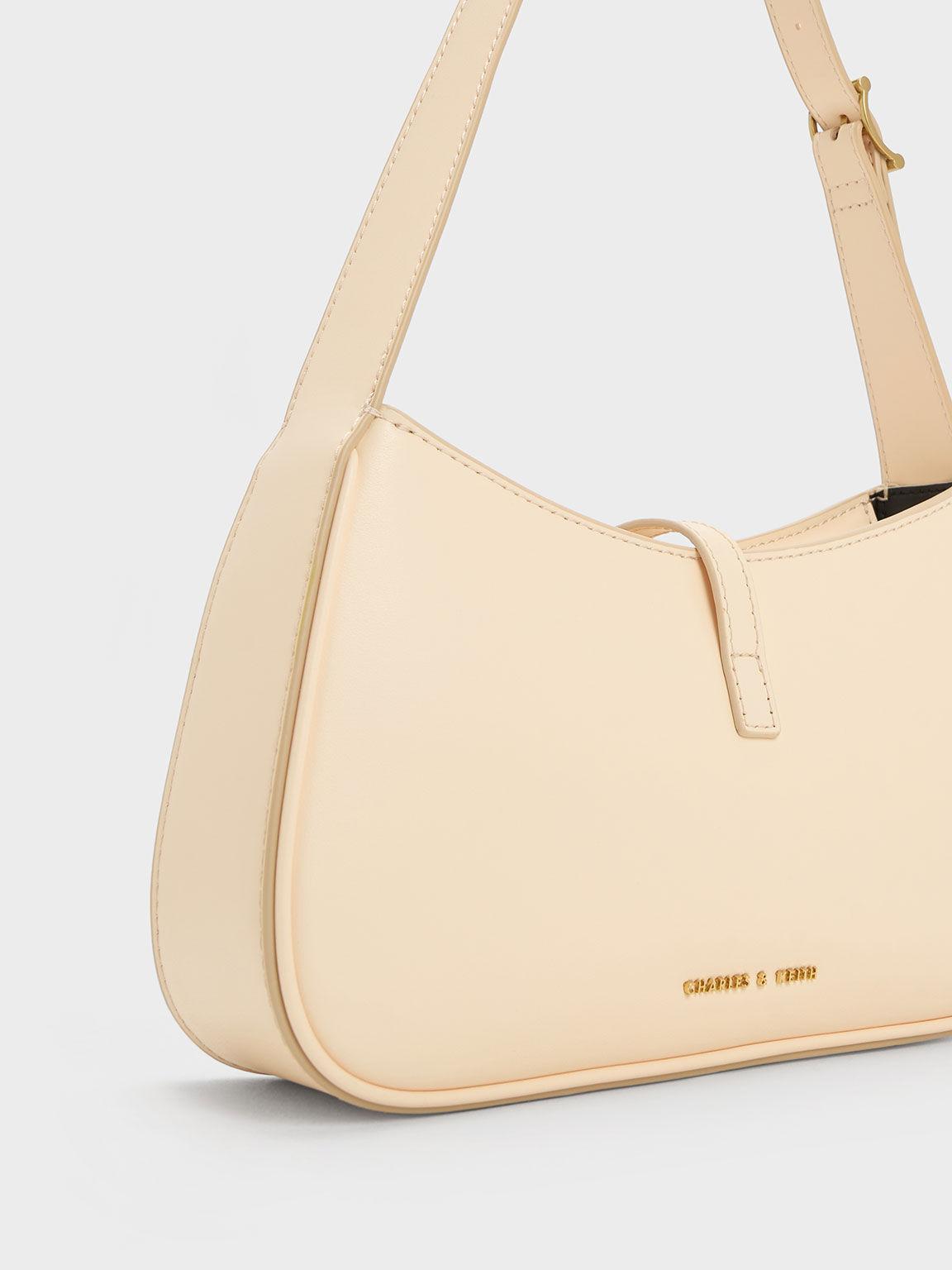 Túi Charles Keith Đeo Vai Hình Thang Cesia Metallic Accent Be