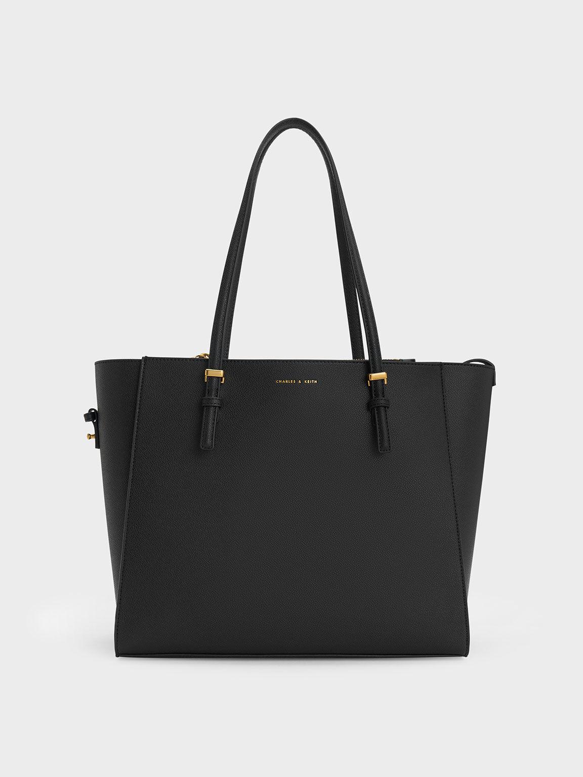 Túi Charles Keith Tote Phom Chữ Nhật Sansa Đen