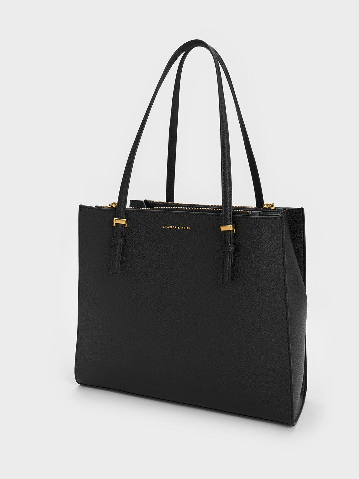 Túi Charles Keith Tote Phom Chữ Nhật Sansa Đen