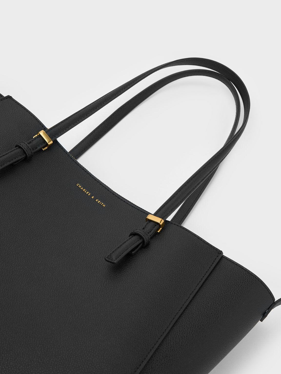 Túi Charles Keith Tote Phom Chữ Nhật Sansa Đen