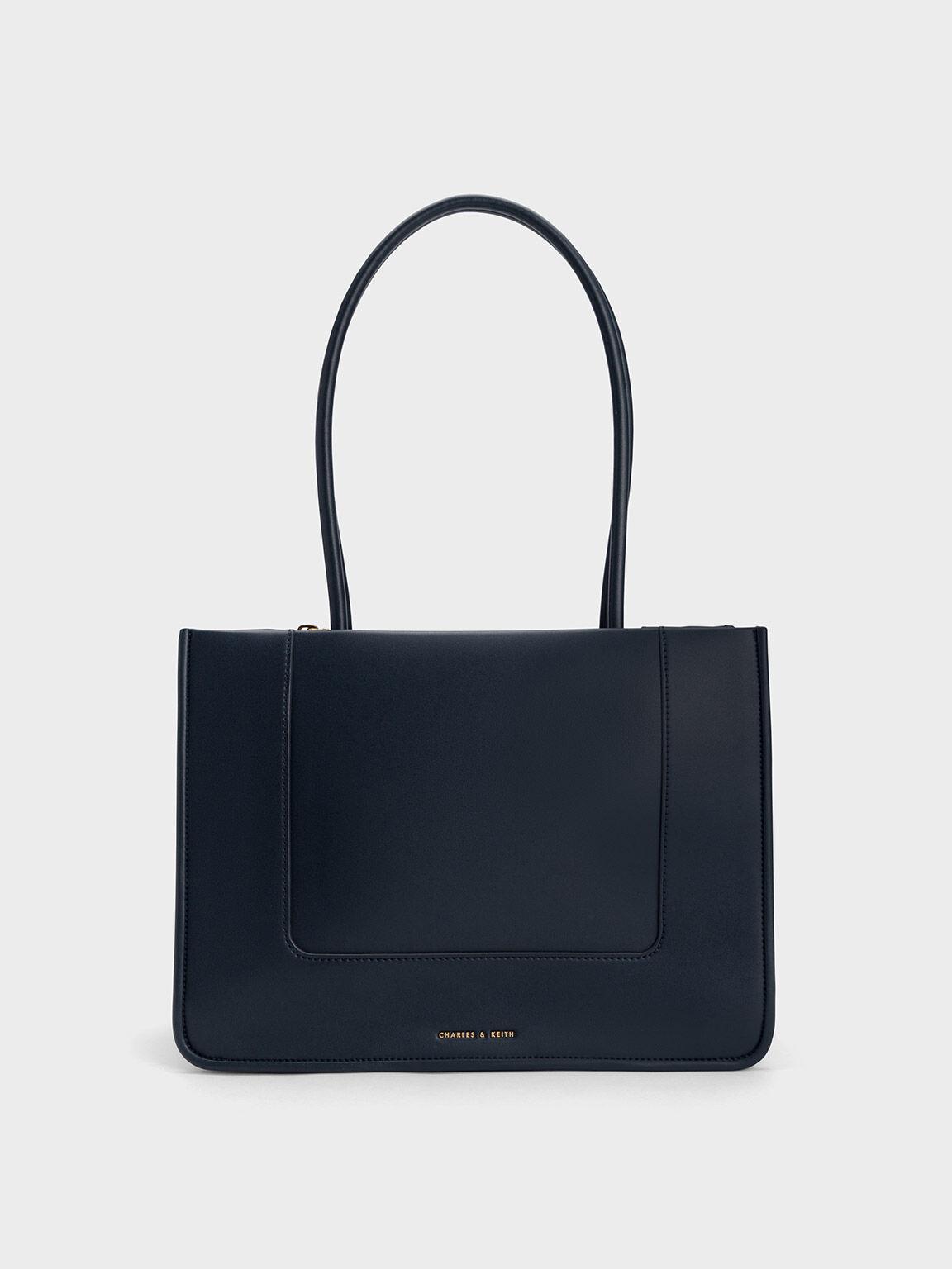 Túi Charles Keith Tote Phom Chữ NhậT Daylla Xanh Navy