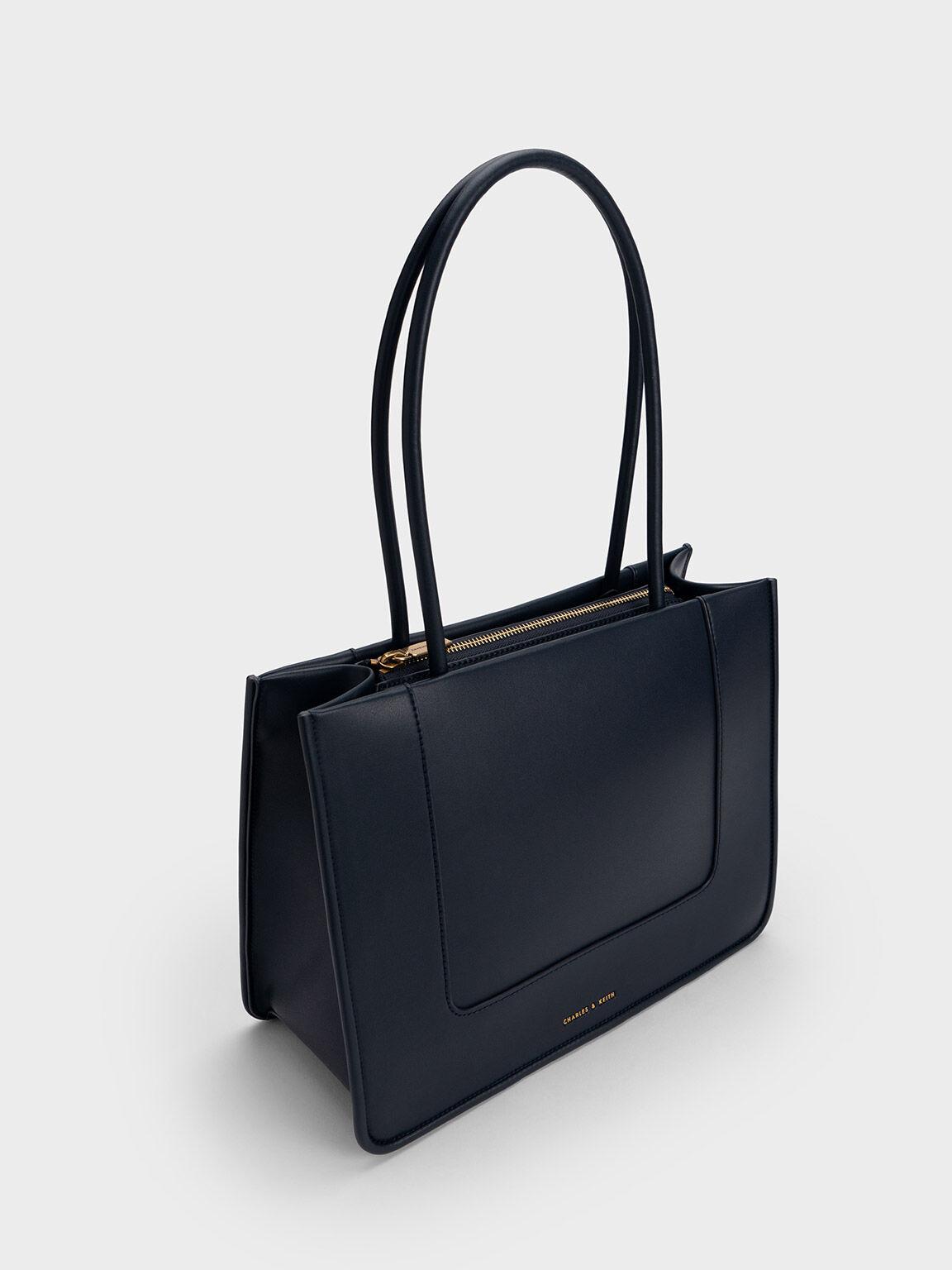 Túi Charles Keith Tote Phom Chữ NhậT Daylla Xanh Navy