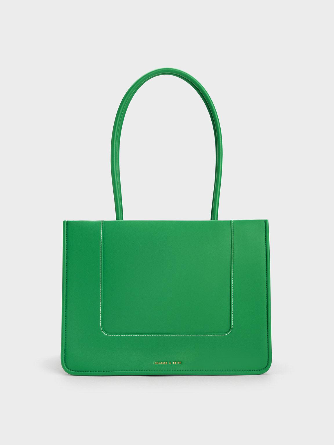 Túi Charles Keith Tote Phom Chữ Nhật Daylla Xanh Lá