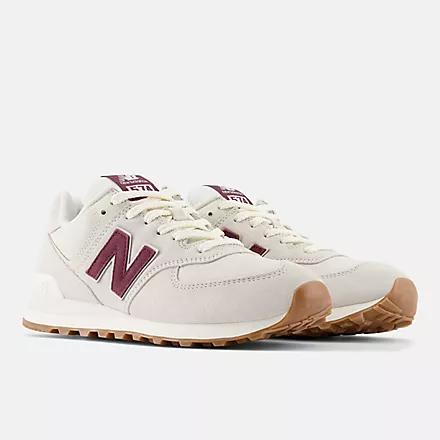 Giày New Balance 574 Bone White With Maroon Nam