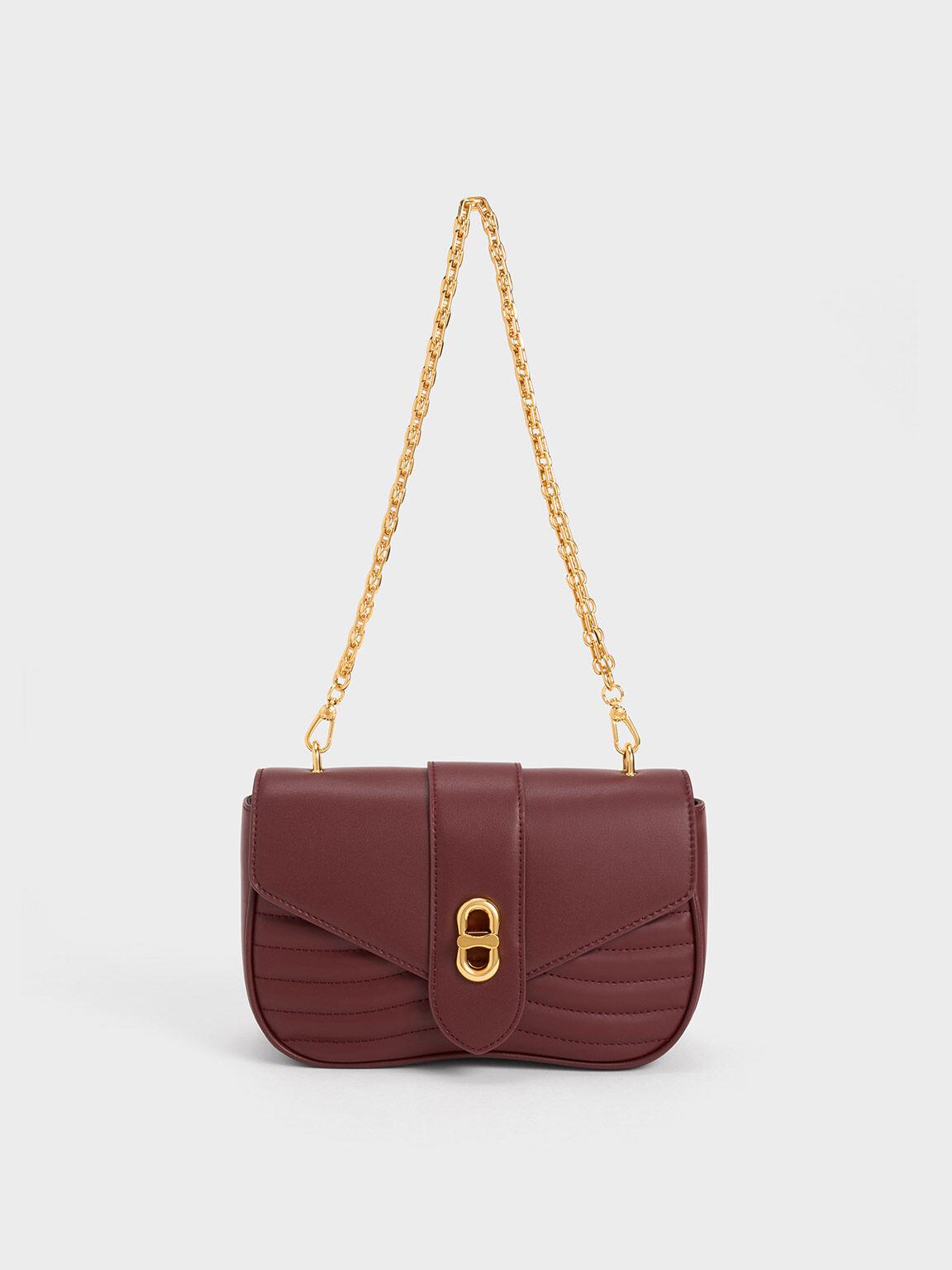 Túi Charles Keith Đeo Chéo Aubrielle Panelled Dark Chocolate