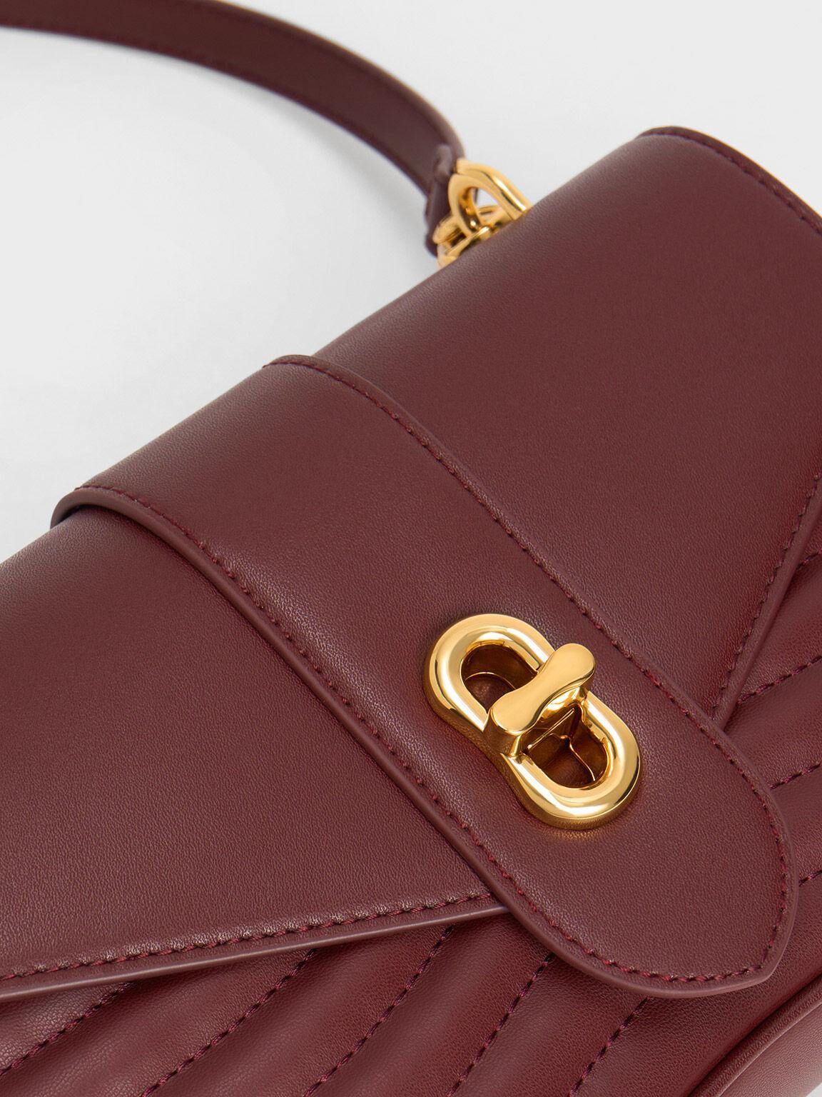 Túi Charles Keith Đeo Chéo Aubrielle Panelled Dark Chocolate