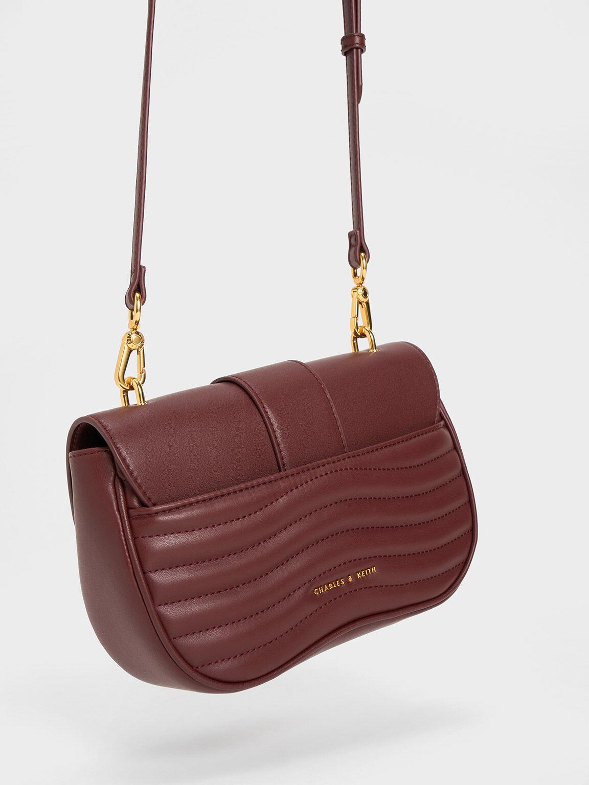 Túi Charles Keith Đeo Chéo Aubrielle Panelled Dark Chocolate