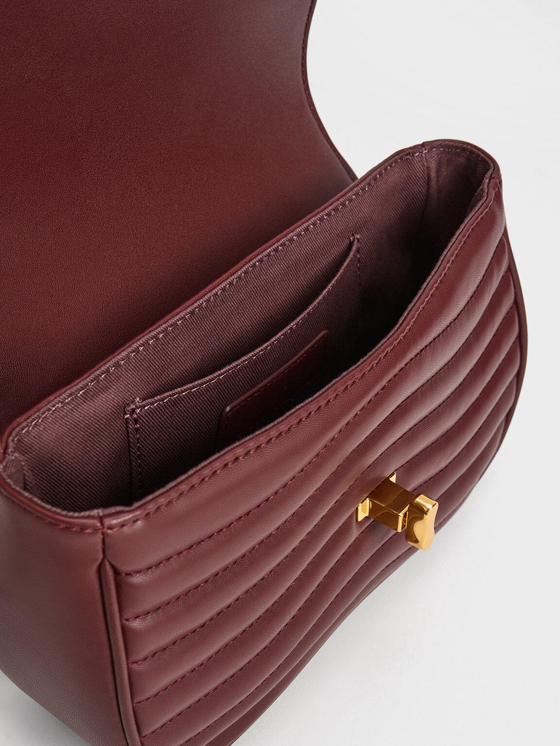 Túi Charles Keith Đeo Chéo Aubrielle Panelled Dark Chocolate