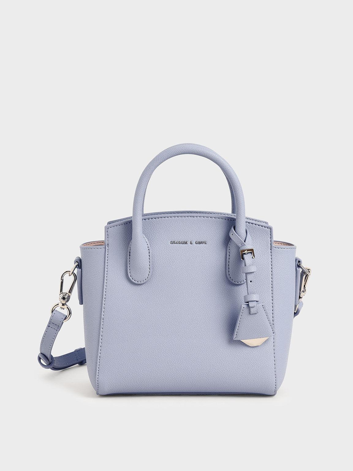 Túi Charles Keith Xách Phom Vuông Double Handle Trapeze Xanh Nhạt