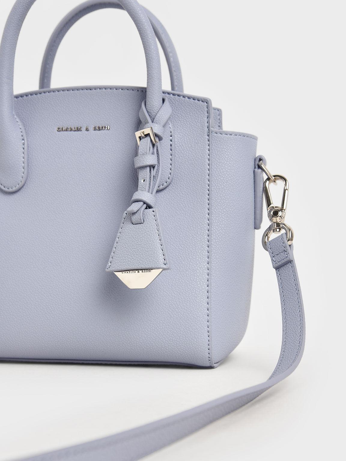 Túi Charles Keith Xách Phom Vuông Double Handle Trapeze Xanh Nhạt