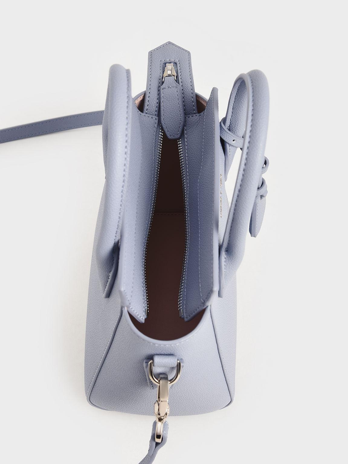 Túi Charles Keith Xách Phom Vuông Double Handle Trapeze Xanh Nhạt