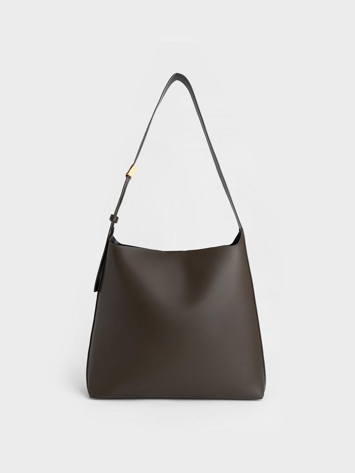 Túi Charles Keith Hobo Hình Thang Edna Xanh Rêu Đậm