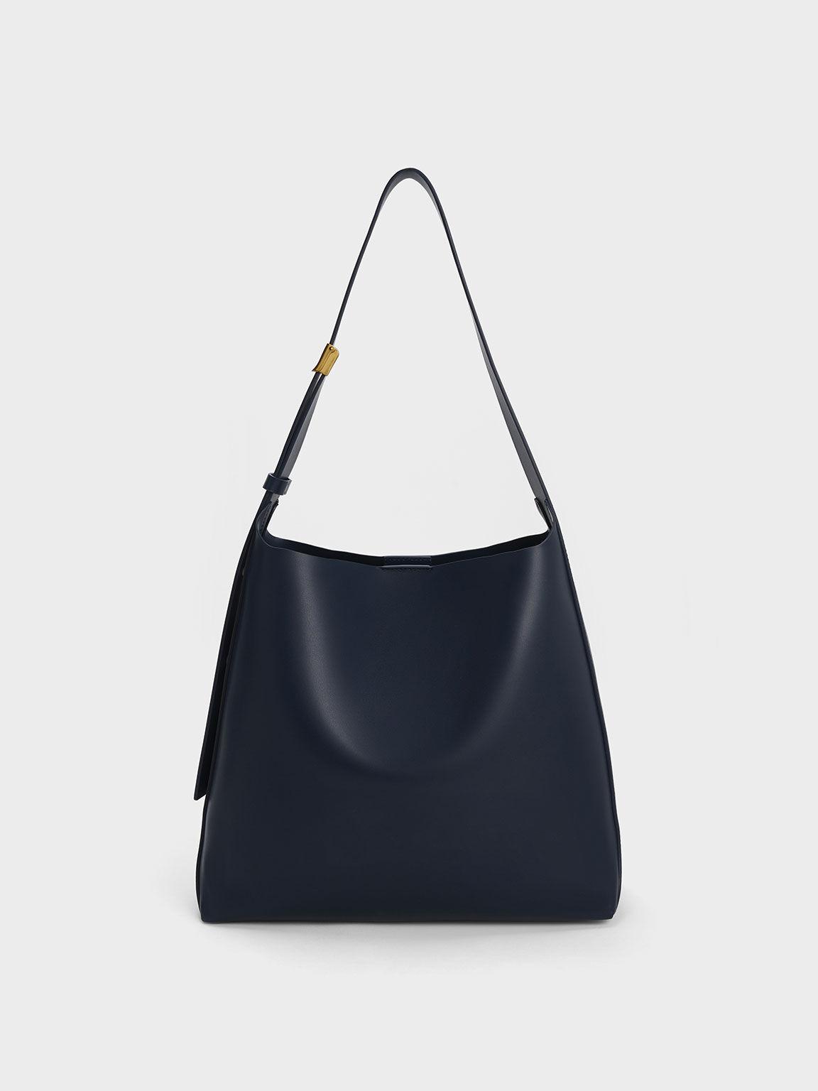 Túi Charles Keith Tote Hình Thang Edna Xanh Navy