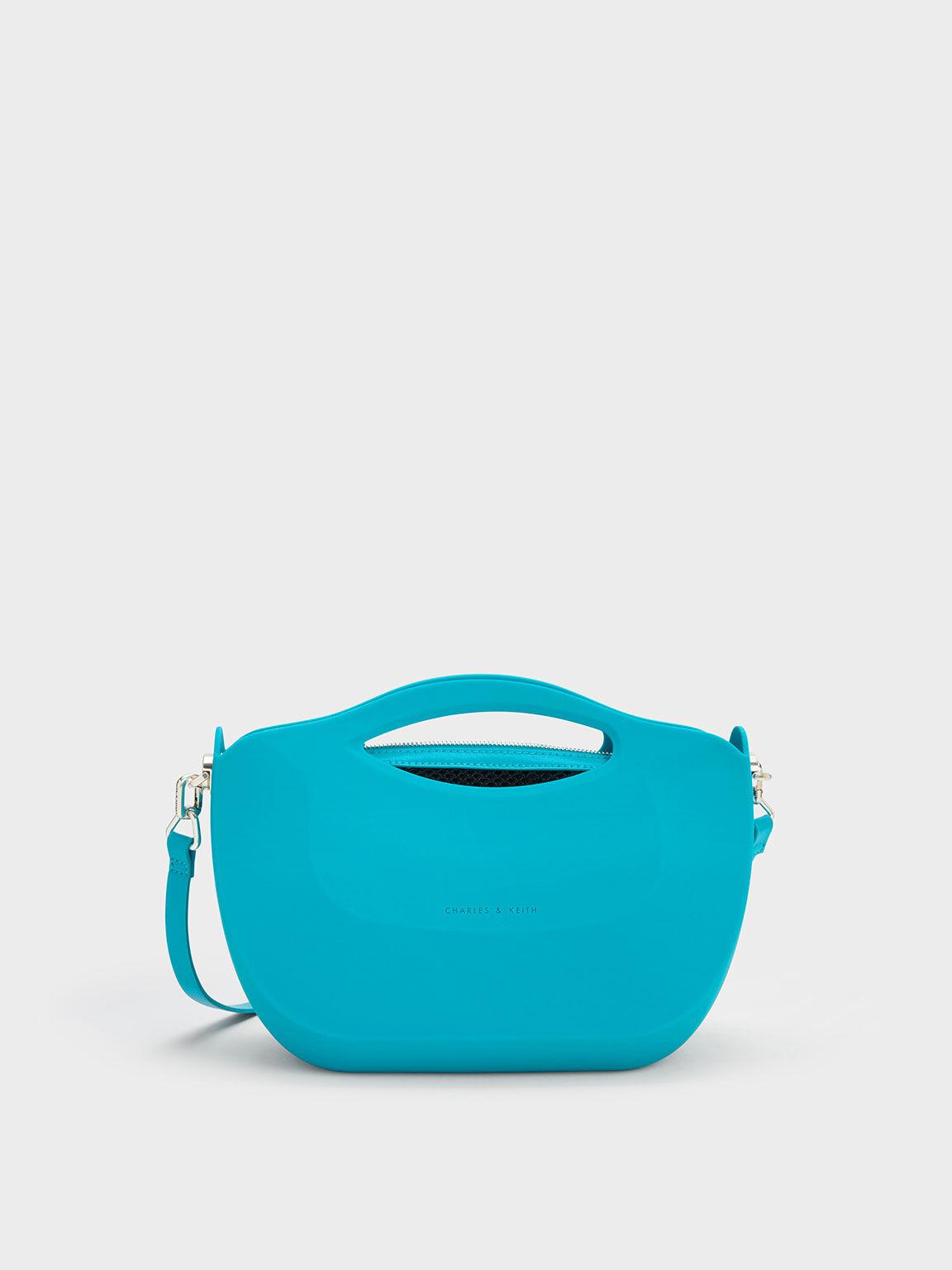 Túi Charles Keith Xách Hình Thang Cocoon Curved Xanh Blue