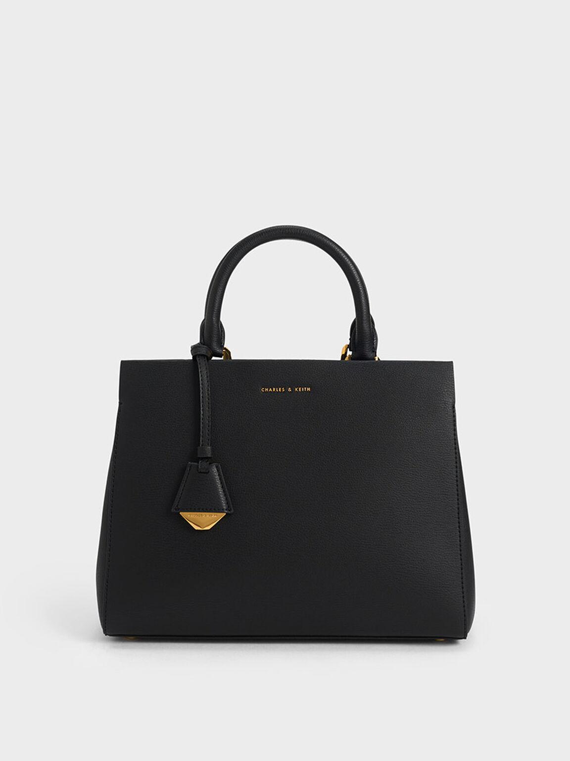 Túi Charles Keith Xách Phom Chữ Nhật Classic Structured Đen