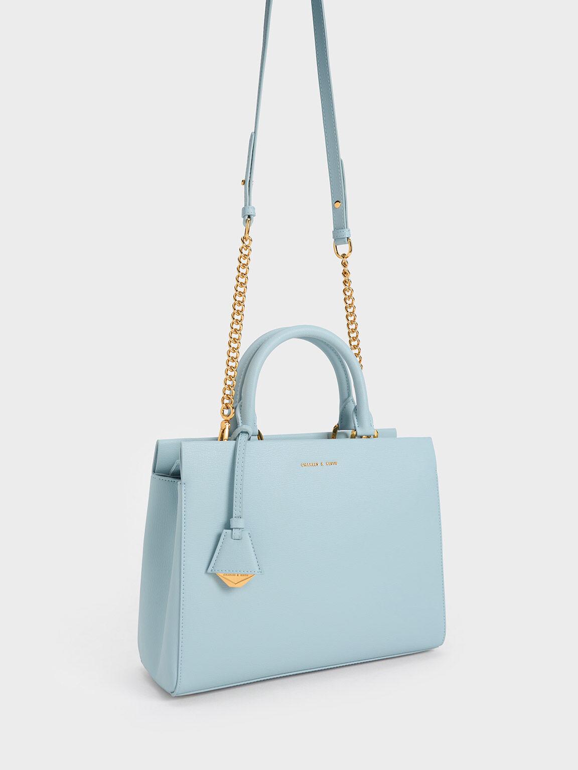 Túi Charles Keith Xách Phom Chữ Nhật Classic Structured Xanh Blue