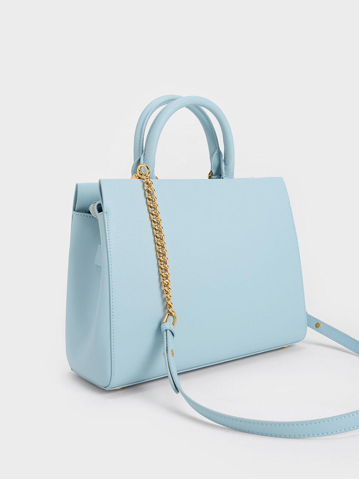 Túi Charles Keith Xách Phom Chữ Nhật Classic Structured Xanh Blue