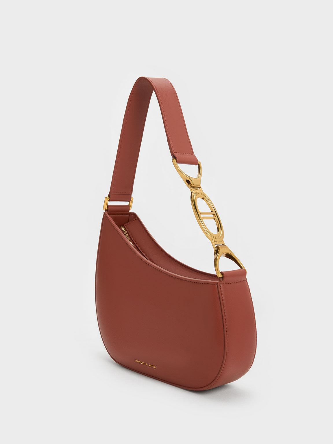 Túi Charles Keith Đeo Vai Bất Đối Xứng Asymmetrical Mocha