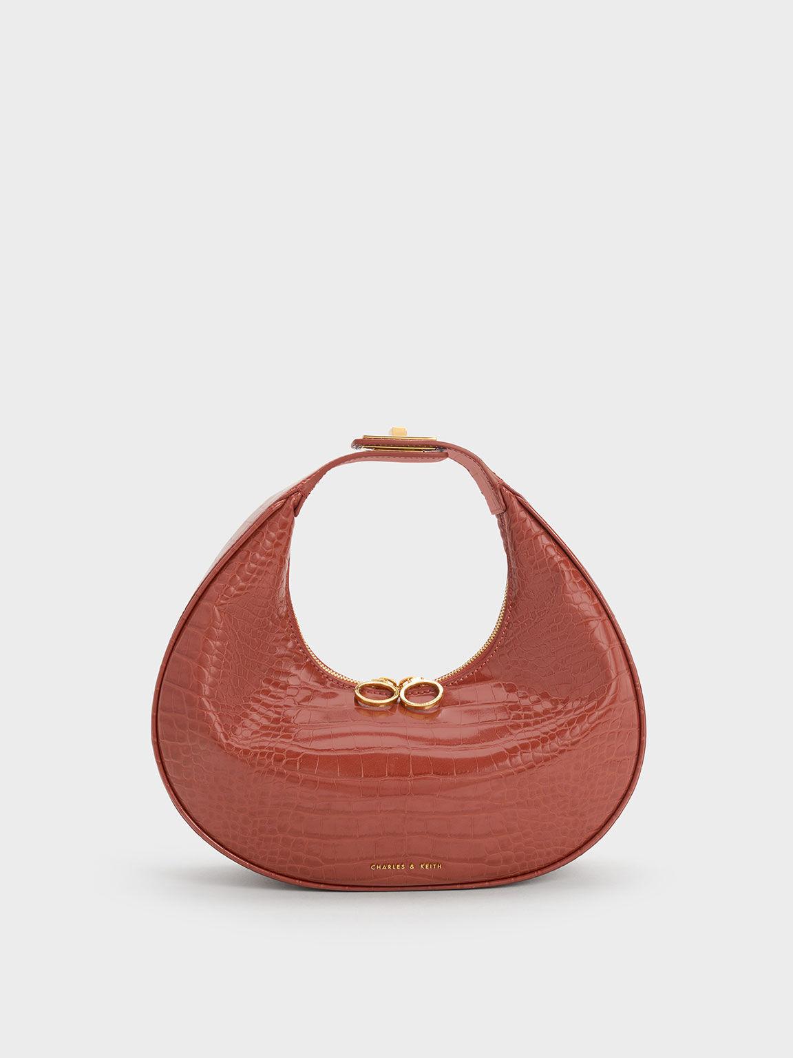 Túi Charles Keith Hobo Hình Bán Nguyệt Crescent Nâu