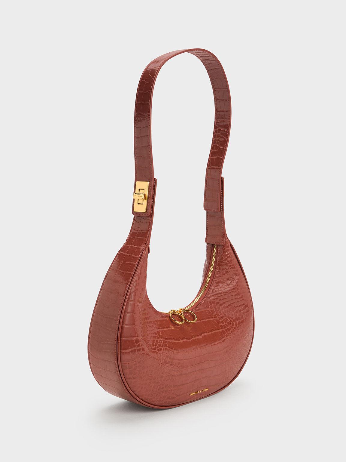 Túi Charles Keith Hobo Hình Bán Nguyệt Crescent Nâu