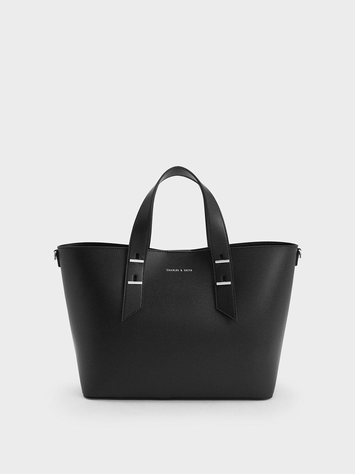 Túi Charles Keith Hobo Double Handle Đen