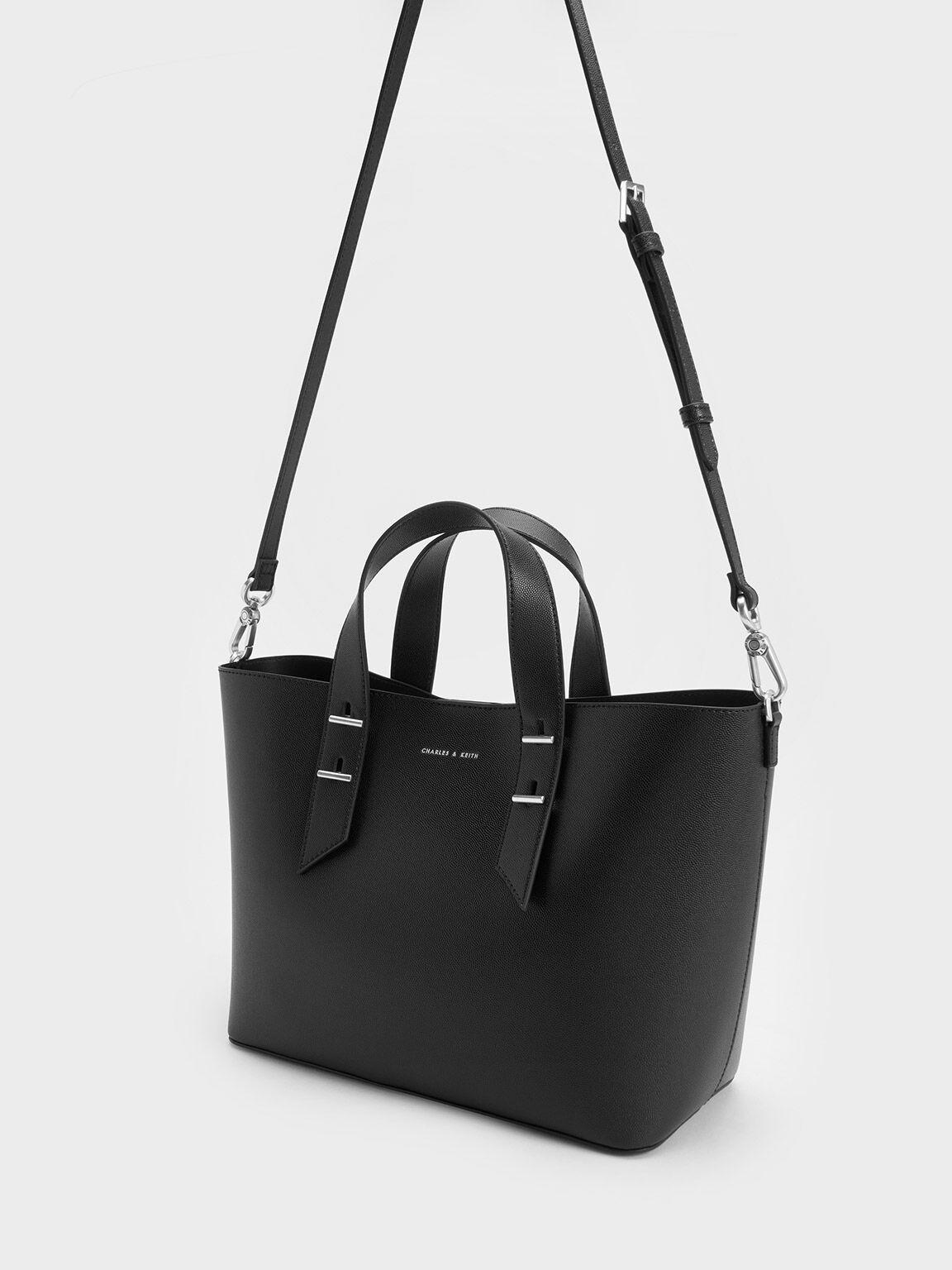 Túi Charles Keith Hobo Double Handle Đen