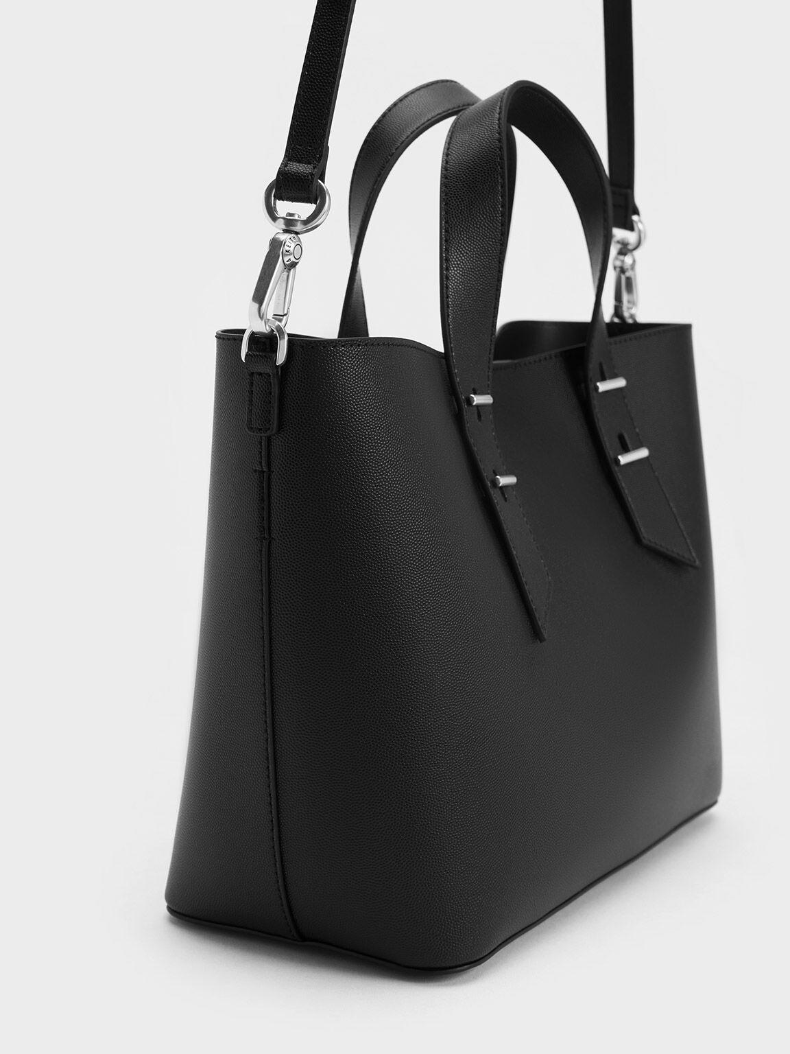 Túi Charles Keith Hobo Double Handle Đen