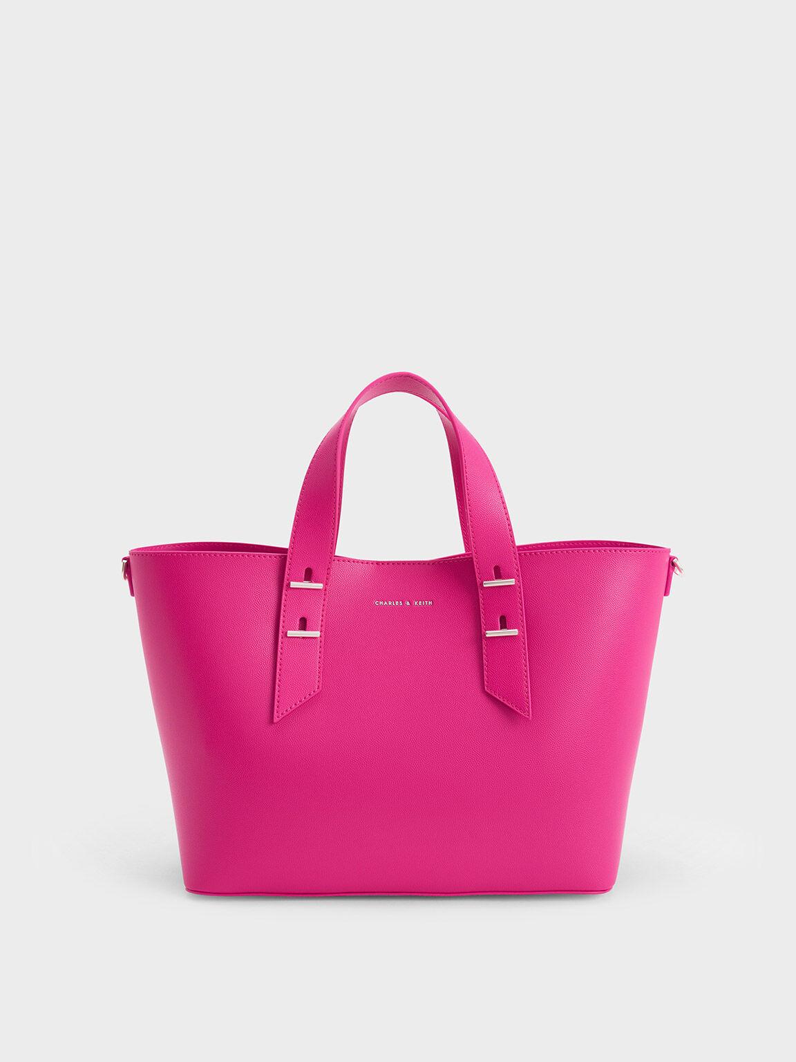 Túi Charles Keith Hobo Double Handle Hồng Fuchsia