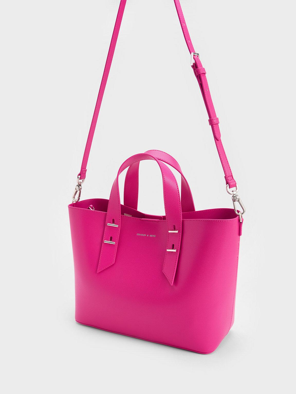 Túi Charles Keith Hobo Double Handle Hồng Fuchsia