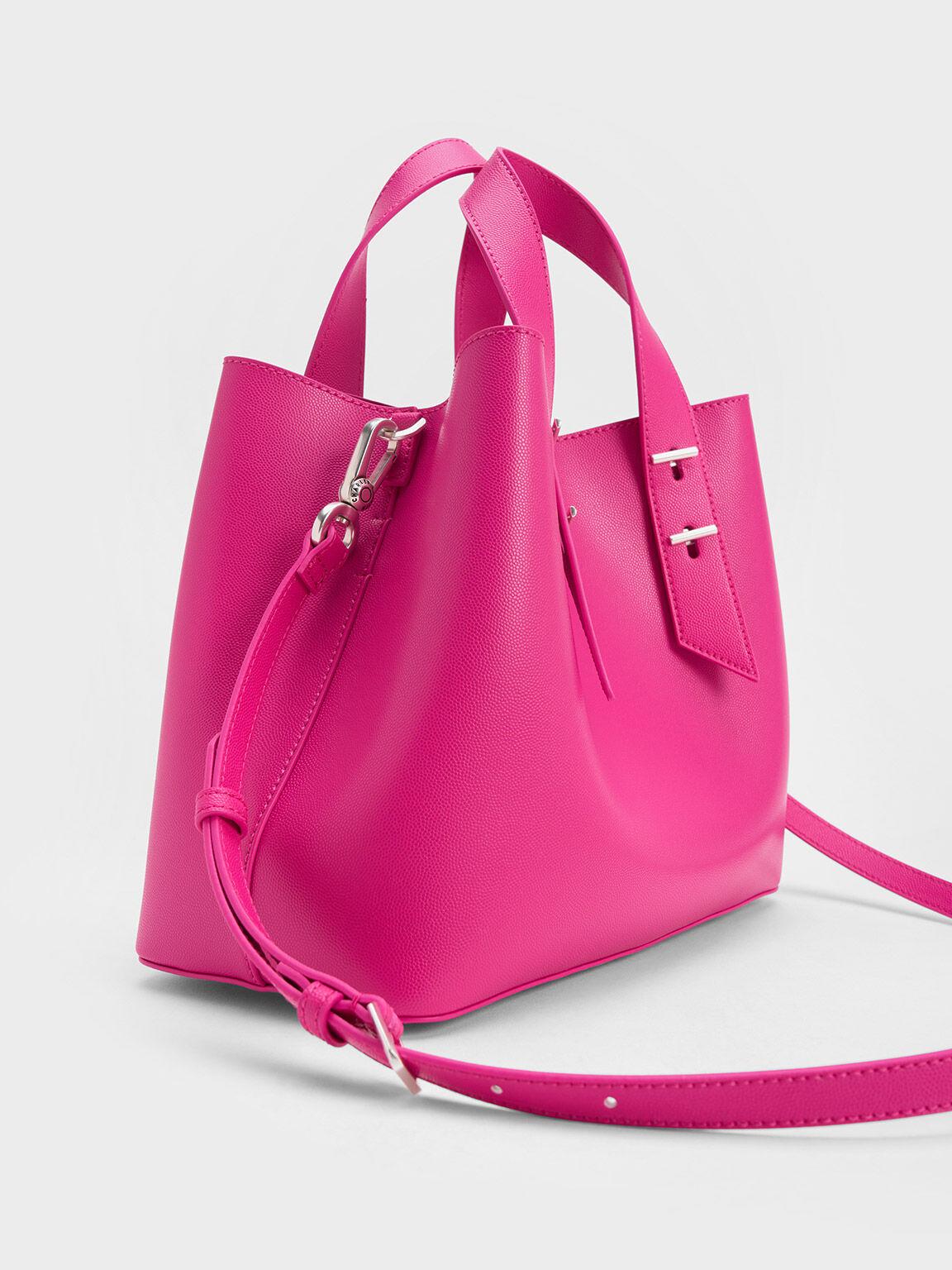 Túi Charles Keith Hobo Double Handle Hồng Fuchsia