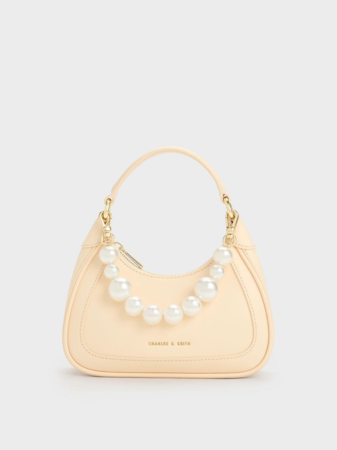 Túi Charles Keith Xách Hobo Hình Thang Beaded Be