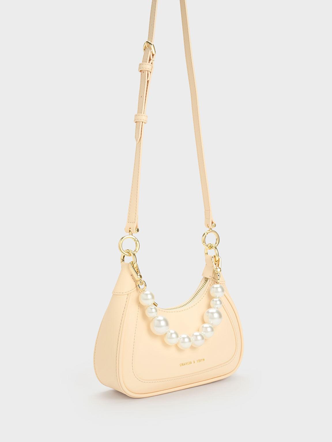 Túi Charles Keith Xách Hobo Hình Thang Beaded Be