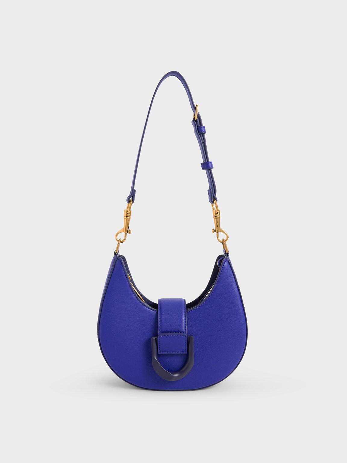 Túi Charles Keith Đeo Vai Gabine Belted Hobo Xanh Cobalt