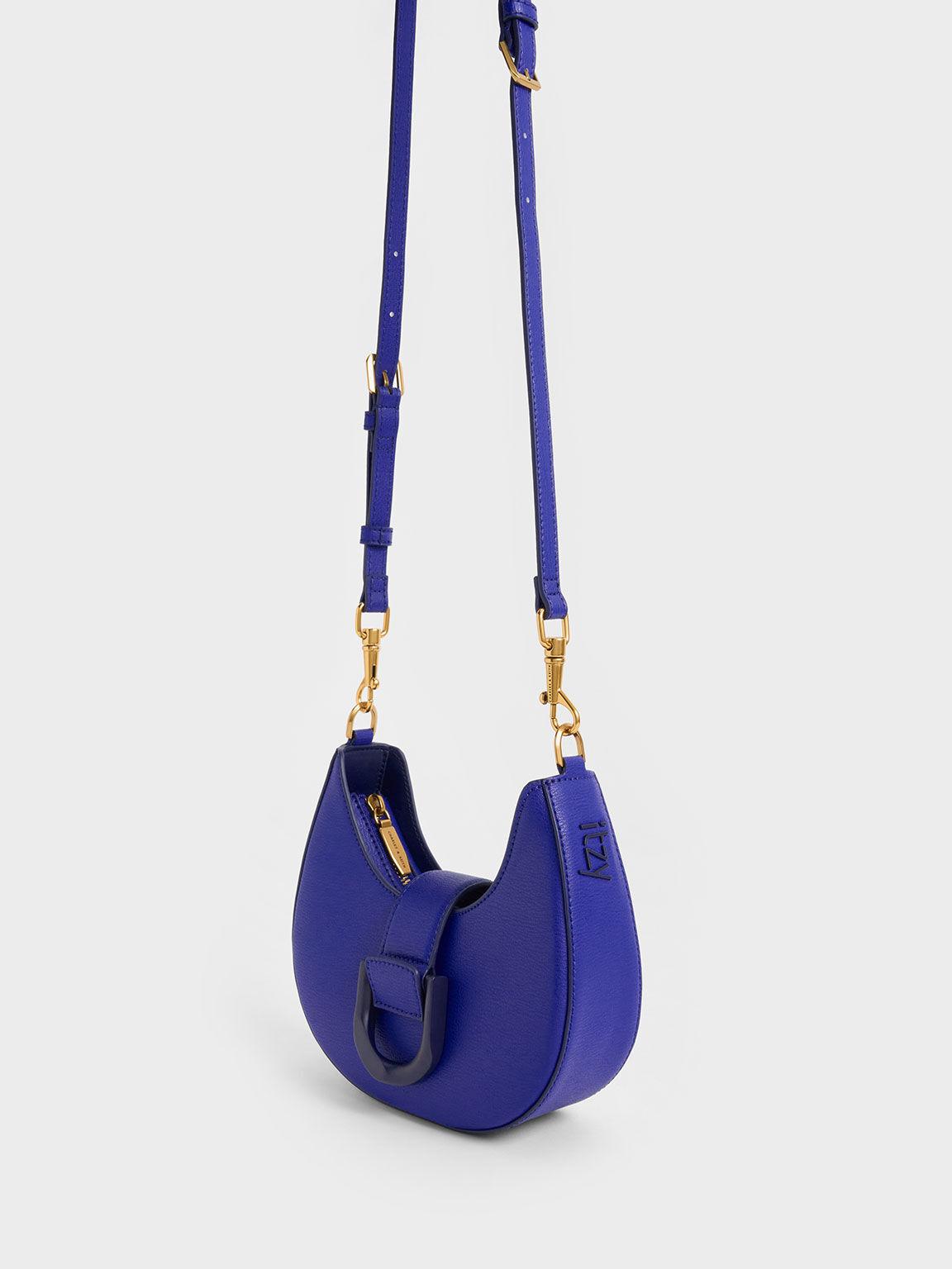 Túi Charles Keith Đeo Vai Gabine Belted Hobo Xanh Cobalt