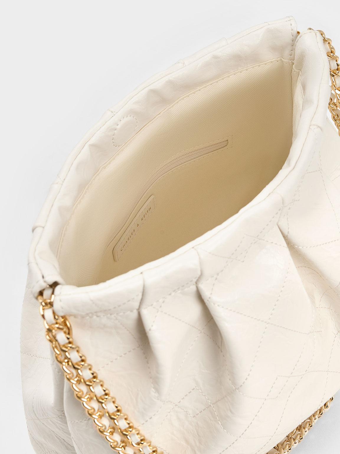 Túi Charles Keith Hobo Duo Double Chain Kem