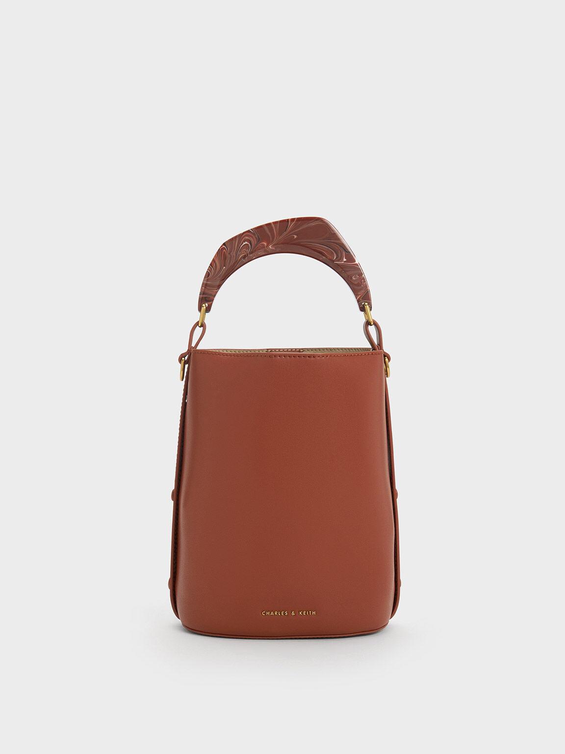 Túi Charles Keith Bucket Phom Chữ Nhật Marlin Acrylic Mocha